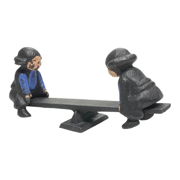 Vintage 1997 John Wright Cast Iron Amish Boys on Teeter Totter - A1041 - Picture 1 of 12